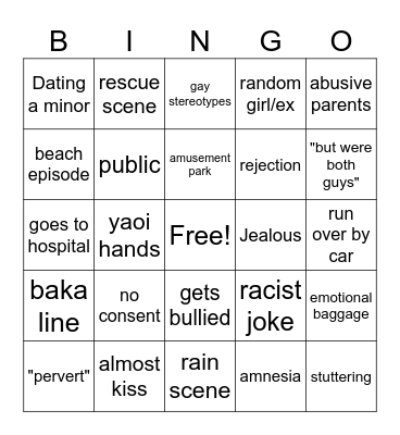 yaoi bingo Card