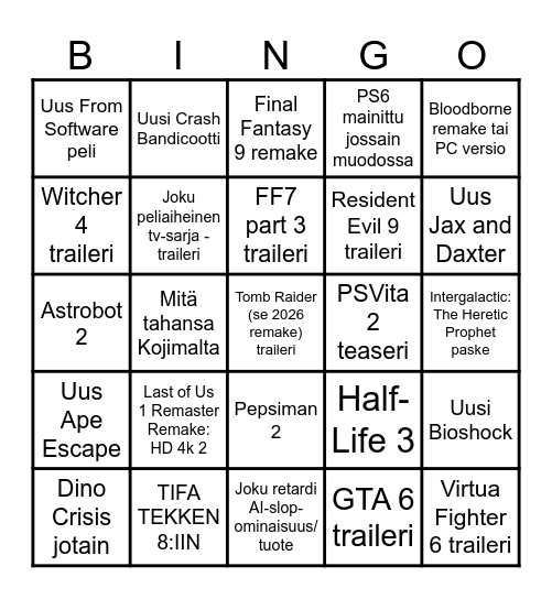 state of play bingo Card