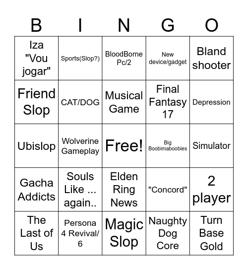 Playstation 12/02 Bingo Card