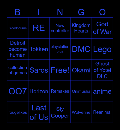 State Of Play Bingo Card