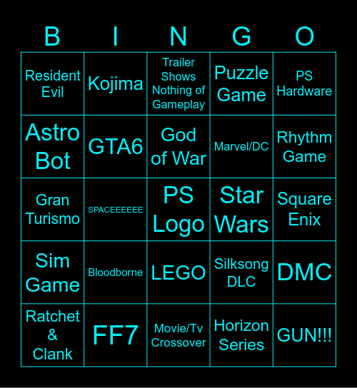 Playstation State of Play Feb 2026 Bingo Card