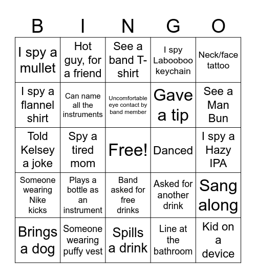 Jazz Fun! Bingo Card