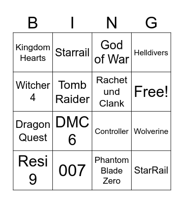 State of Play Bingo Card