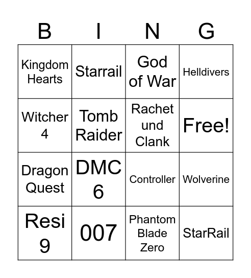 State of Play Bingo Card