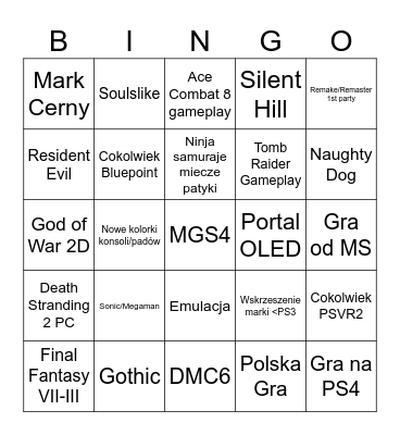 State of Play Bingo Card
