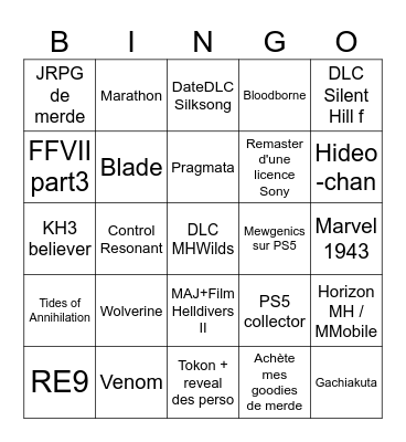 State of play Bingo Card