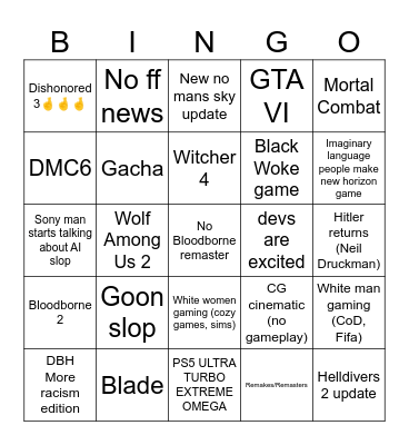 State of Play 2026 Bingo Card