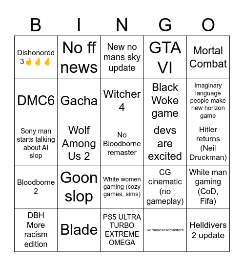 State of Play 2026 Bingo Card