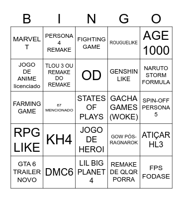 STATE OF KIRK Bingo Card