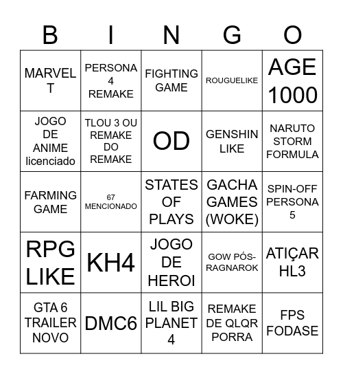 STATE OF KIRK Bingo Card