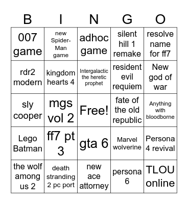 state of play 2026 Bingo Card