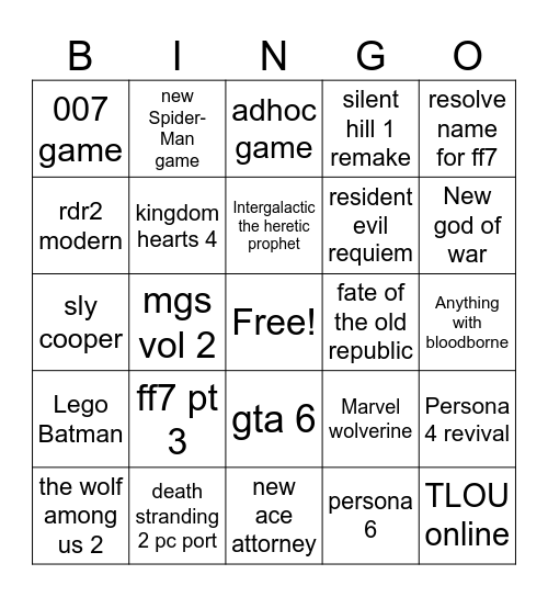 state of play 2026 Bingo Card