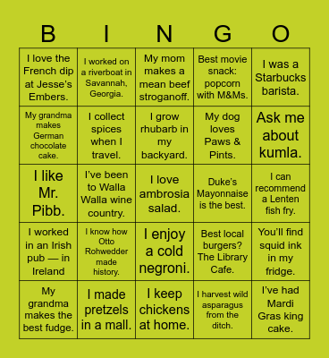 DSM DISH: TASTEMAKER Bingo Card