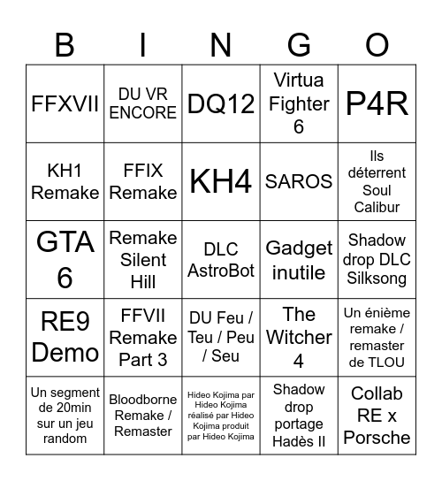 STATE OF PROUT Bingo Card