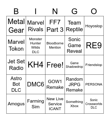 State Of Play Feb 2026 Bingo Card