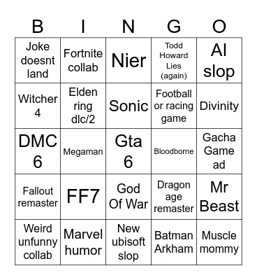 State of Play Bingo Card