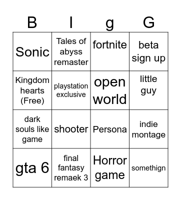 Untitled Bingo Card