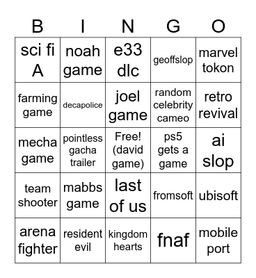 state of play Bingo Card