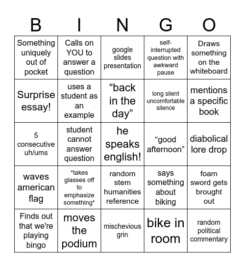 smutzer bingo Card