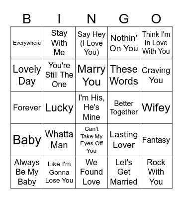 Love Vibes Bingo Card