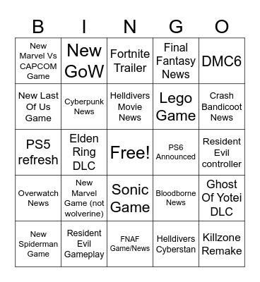 PS Bingo Card