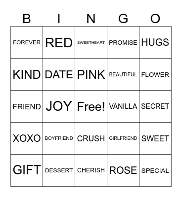 Valentine's Day Bingo Card