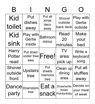 Sunday Chores! Bingo Card