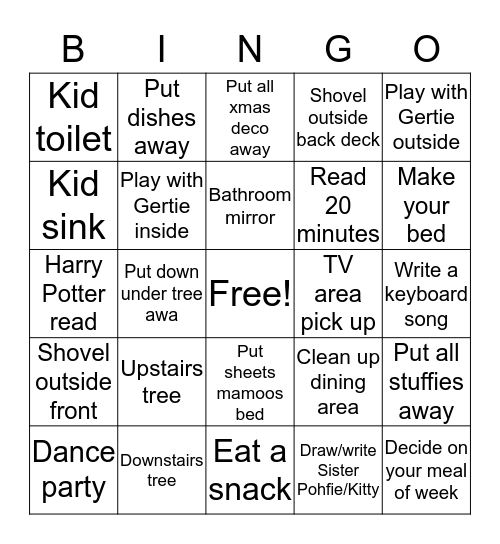 Sunday Chores! Bingo Card