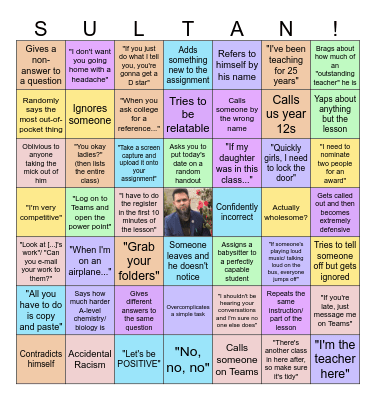 Sultan Bingo Card