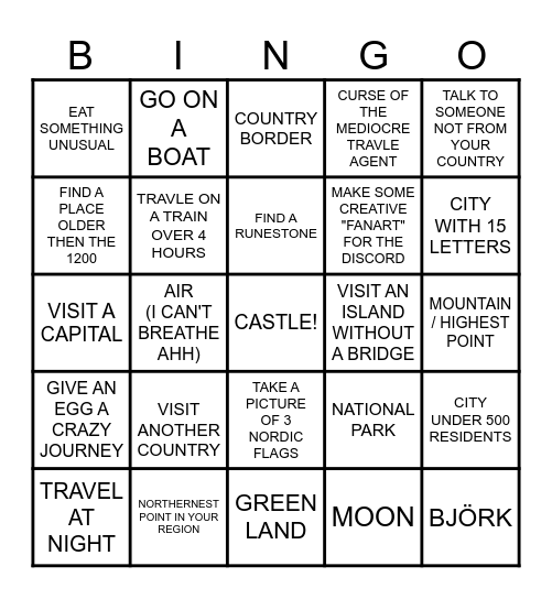 Jet Lag: Nordic Bingo?! Bingo Card