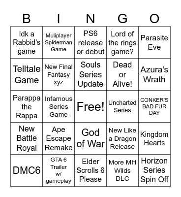 State of Play 2026 Bingo Card