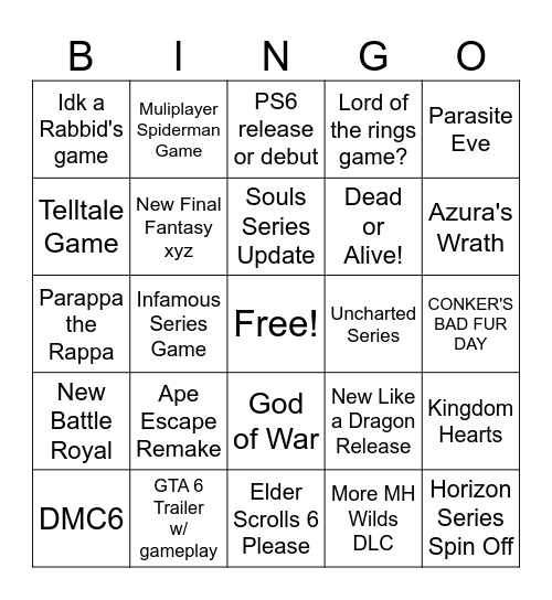 State of Play 2026 Bingo Card