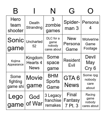 State of Play 2026 Bingo Card