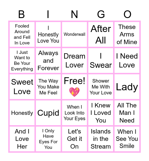 MUSIC BINGO at the Ann Arbor Eagles! 💘Makin' Up!🥰 Bingo Card