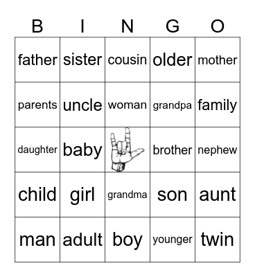 Family Bingo Card