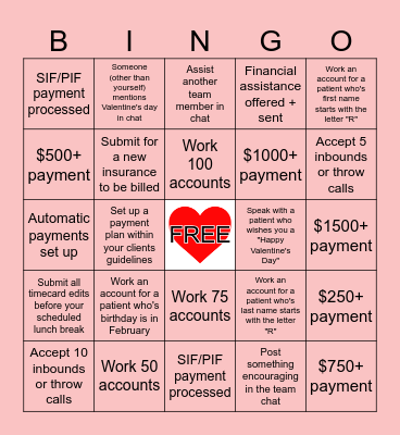 Valentine's Day Bingo Card