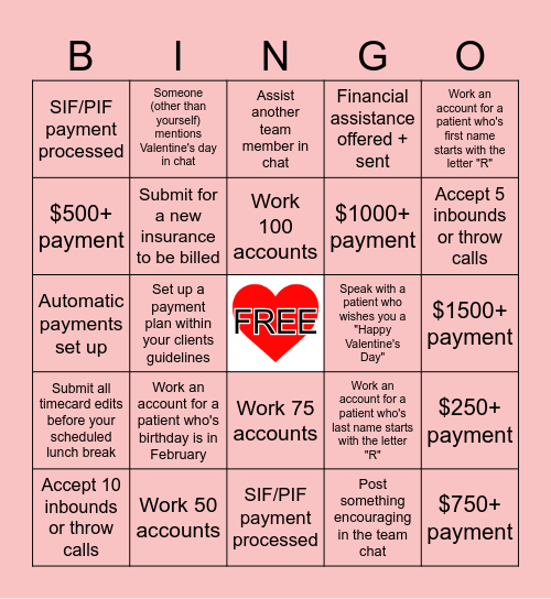 Valentine's Day Bingo Card