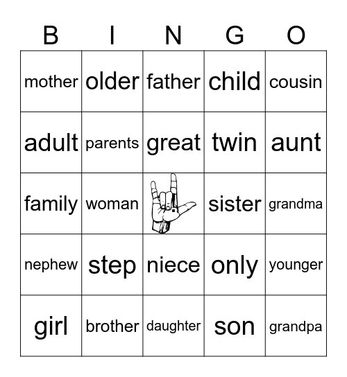 Family Bingo #1 Bingo Card