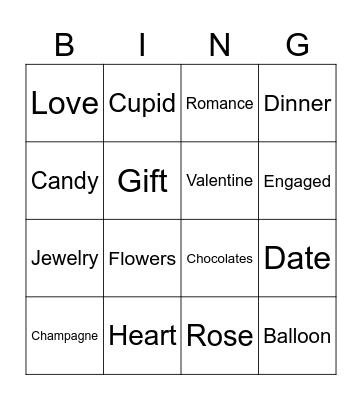 Valentine Bingo Card