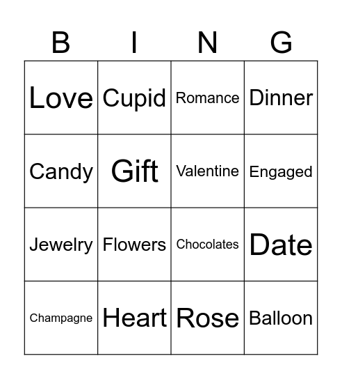 Valentine Bingo Card