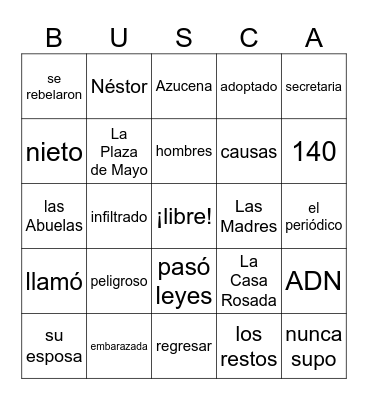 Bingo Argentina Bingo Card