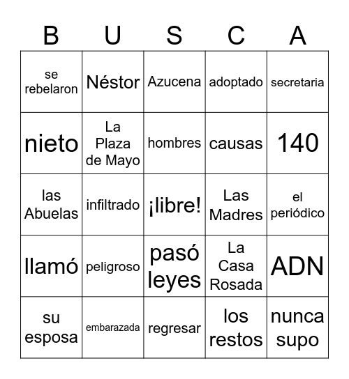 Bingo Argentina Bingo Card