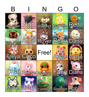 Animal Crossing Bingo Card
