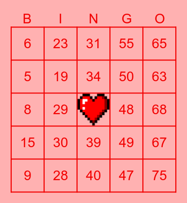 Valentine's Bingo Card