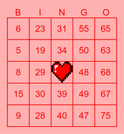Valentine's Bingo Card