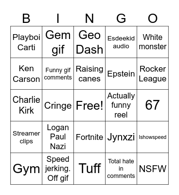 Reels Bingo Card