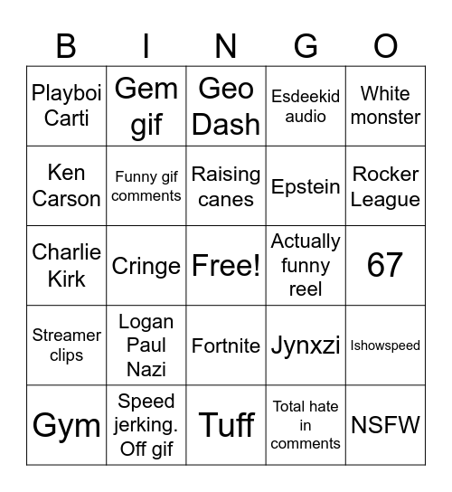 Reels Bingo Card