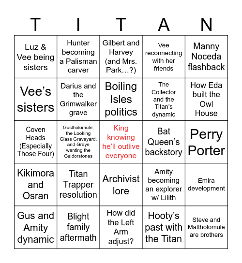 The Long-Lived King Bingo Card Bingo Card