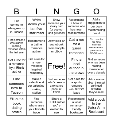 Love in the Stacks BINGO Card