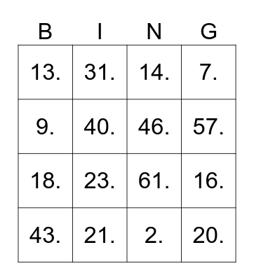 BINGO MUSICAL Bingo Card